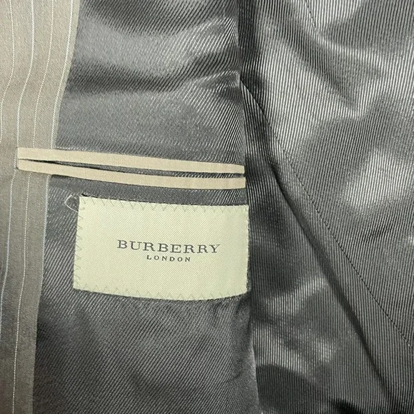 Burberry London 100% Wool Brown Striped Men's Blazer Sport Jacket 40R + Pants - Picture 3 of 14
